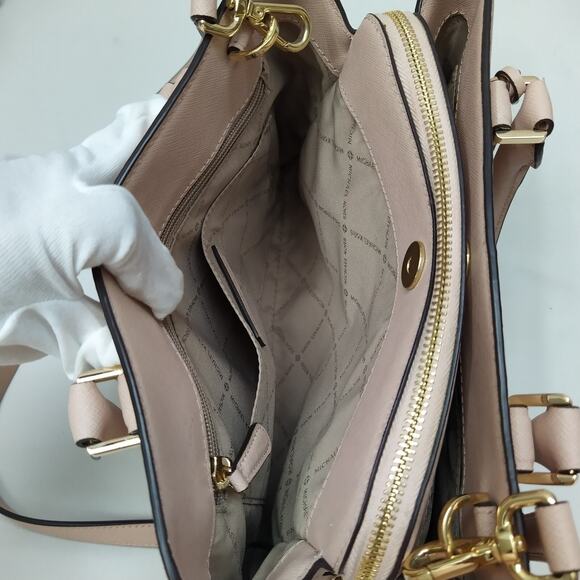 Michael Kors Camille Soft Pink Leather Double Handles Satchel Bag - Picture 14 of 16